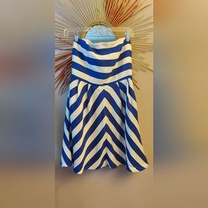 Strapless Blue Stripe Dress, Size 4
